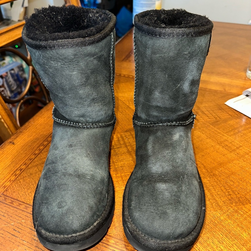 Warm sheepskin uggs boots
Faded black color